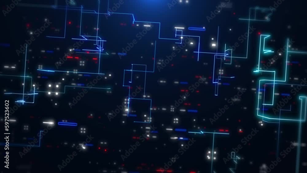 Aufkleber Technology digital cyberspace data network connection structure use for intro, logo reveal, presentation infographic 4K motion.