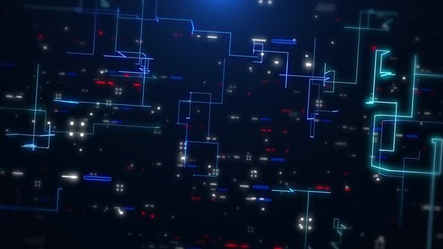 Technology digital cyberspace data network connection structure use for intro, logo reveal, presentation infographic 4K motion.