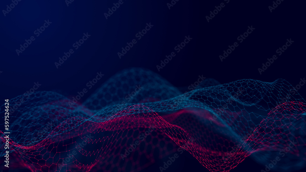 Poster abstract digital wave. digital network background. 3d rendering
