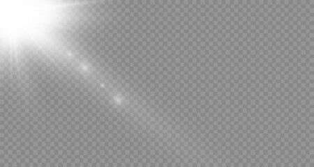 Dazzling flash. Bright Star. Magic dust. Brilliant vector. Bright sun. Glare. shining beam. Rash.