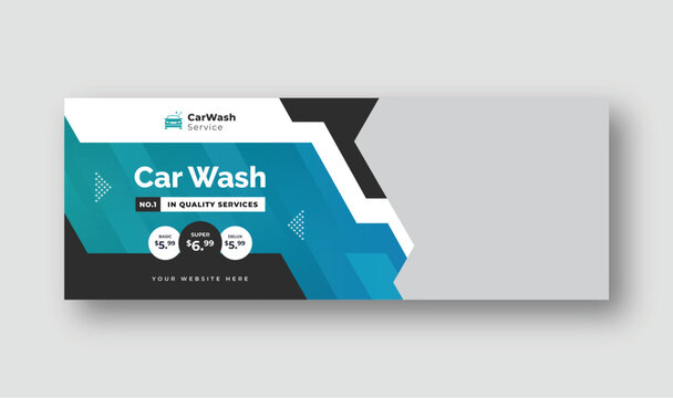 Social media template for auto repair shop, car wash service, or car rental service web banner, suitable for web banner template