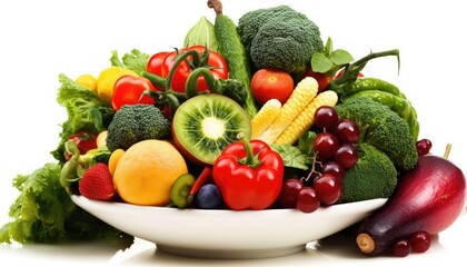 Obraz na płótnie Canvas Fresh vegetables and fruits. Healthy food. Generative AI