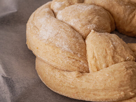 Baking breaded sweet bread - proving dough