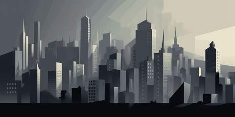 Fototapeta premium AI Generated. AI Generative. Ink pain pen draw illustration of city urban landscape. Graphic Art