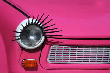 Part of pink customized car