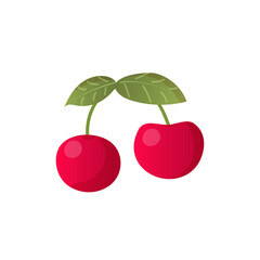 Cherry berries on white background. Vector illustration