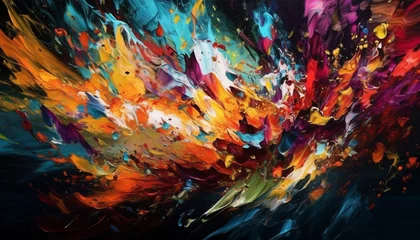 Rideaux velours Mélange de couleurs Vibrant colors paint chaotic abstract backdrop of motion generated by AI