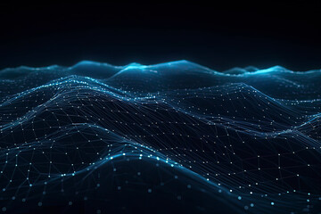The Wave Technology Space Composed of Dots and Lines. AI technology generated image