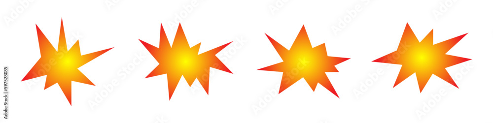 Poster explosion vector set. flashes of fire vector. simple explosion icons. design icons for games and sit