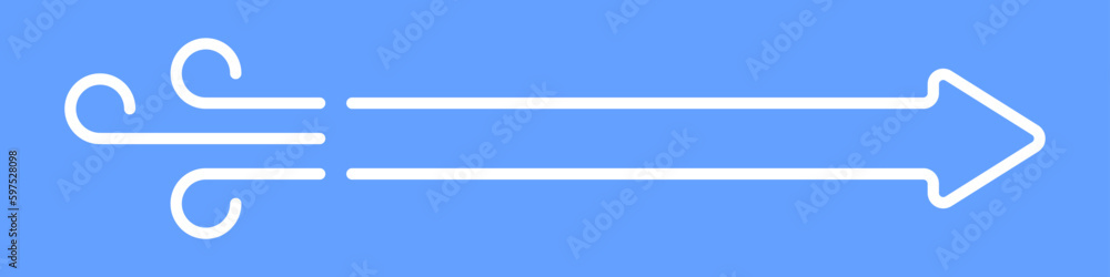 Poster wind arrow to the right vector. arrow vector icon. white arrow on a blue background.