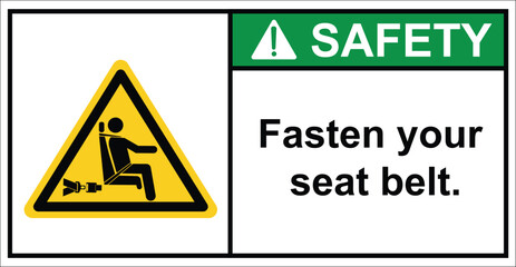 Please fasten your seat belt before the bus departs.label safety.