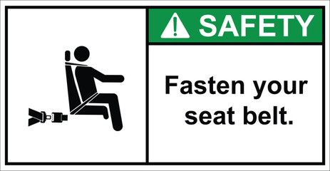 Please fasten your seat belt before the bus departs.label safety.