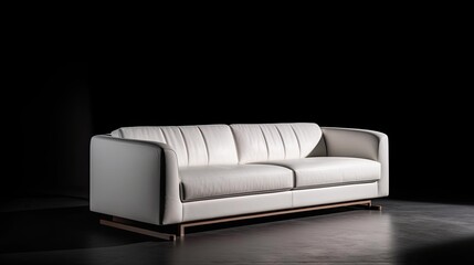 Luxury white leather sofa in the modern living room. Generative AI Technology 