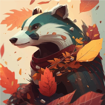 artistic fantasy Badger character, legend, fairy, cartoon, miracle, comic, magic
