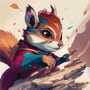 artistic fantasy Chipmunk character, legend, fairy, cartoon, miracle, comic, magic
