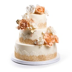 Obraz na płótnie Canvas Wedding Cake Isolated on White. Generative AI