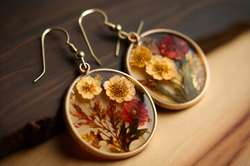 beautiful flower painting resin earrings