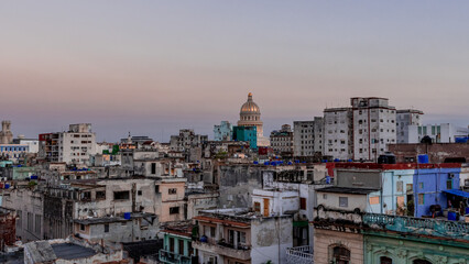 Fototapeta na wymiar View over the rooftops of Havana in Cuba with the Capitol