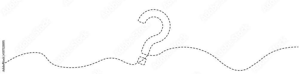 Poster continuous line drawing of question mark vector. punctuation mark, end of sentence question vector i
