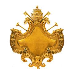 Coat of Arms Metal Golden Template Isolated