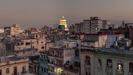 View over the rooftops of Havana in Cuba with the Capitol