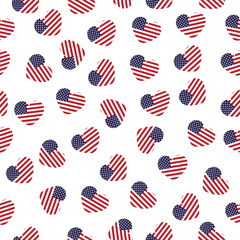 Fototapeta premium Pattern with flag of the USA. Seamless Pattern with flag of the USA. Seamless Textile with flag of USA. Illustration with hearts. Vector.