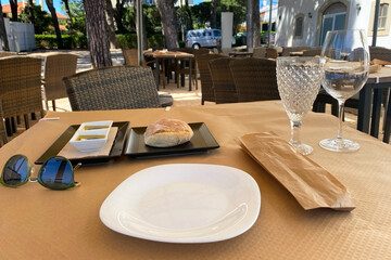 Snacks on the table in the summer cafe