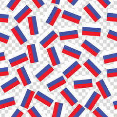 Obraz premium Pattern with flag of Russia. Bright background with flag of Russia. Happy Russia day background. Bright illustration with flag. Vector Illustration.
