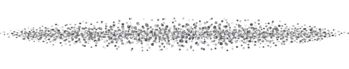 Linear border with small faded dots, gray. A border to use as a divider, made with untidy and irregular gray dots.