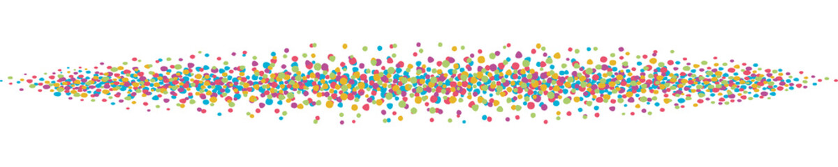 Colorful linear border with small faded dots. A border to use as a separator, made with random and irregular colored dots.