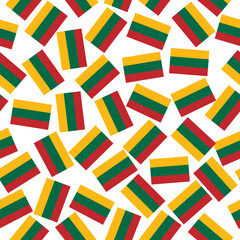 Pattern with flags of Lithuania. Colorful collection with flags for design. Illustration with transparent background.