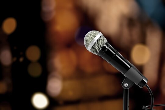 Classic music Microphone on the stand in bar