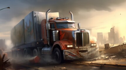 Fototapeta na wymiar Racing Truck Game Art Wallpaper Background