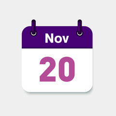 November calendar symbol vector icon.Time management. Holidays icon. Deadline icon. UI elements. Planning.