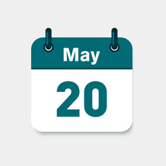 May calendar symbol vector icon.Time management. Holidays icon. Deadline icon. UI elements. Planning.