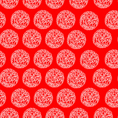 Pattern with lettering. Be happy. Pattern for holiday. Illustration. Bright background with words be happy. Beautiful greeting card with calligraphy in white and red.