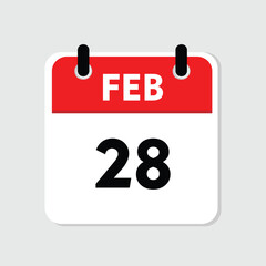 28 february icon with white background