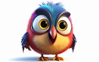 Fototapeta premium Vibrant bird with multi-colored feathers, showcasing a whimsical design with a curious, engaging stare.