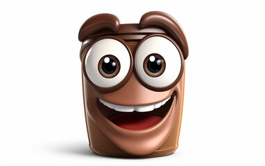Grinning chocolate bar character with lively eyes, bringing a dose of joy and indulgence to snack time imagery.