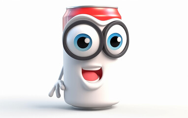 Playful soda can character with a lively personality, ready to energize any scene or beverage-related theme.
