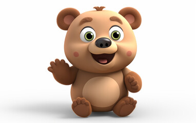 Obraz premium A friendly bear cub waving hello, its expression full of warmth and cheer, perfect for family-friendly themes.