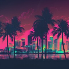 Fototapeta na wymiar Miami Vibes Wallpaper Background