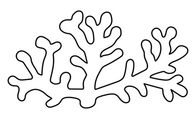 Vector black and white coral icon. Under the sea line illustration with cute seaweeds. Ocean plant clipart. Cartoon underwater or marine clip art or coloring page for children.