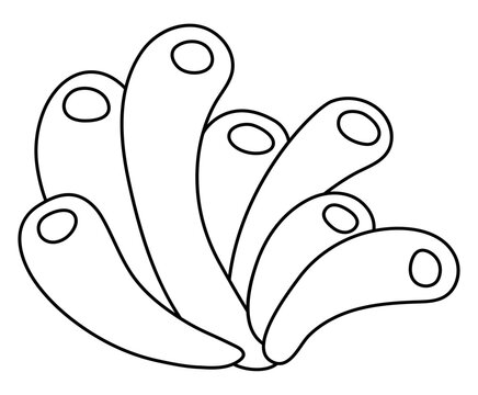 recommend clip art: Vector black and white sea anemone icon. Under the sea line illustration with cute actinia seaweeds. Ocean plant clipart. Cartoon underwater or marine clip art, coloring page for children.