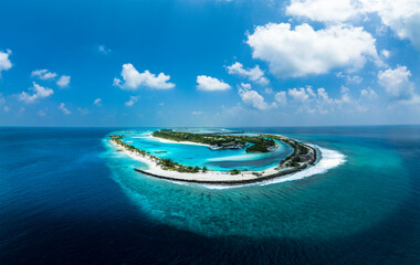Aerial View, Maldives, North Malé Atoll, Indian Ocean, Lankanfushi, Paradise Island with Water...