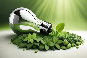 light bulb with plant, generative ai