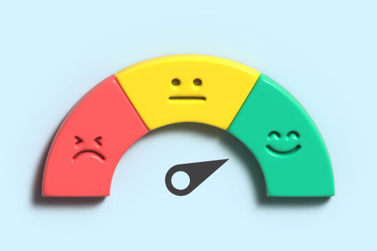 Satisfaction Rating Meter, Customer Testimonial banner, Different mood emoji, Feedback emoji slider,  facial expression emojis, Positive review,  Evaluation system, User experience, Ranking, 3D Render