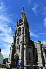 Falkland parish church  and blue sky  at scotland,victorian Gothic style