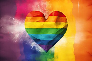A beautiful heart-shaped illustration featuring a rainbow of colors representing love and unity in the LGBTQIA community.