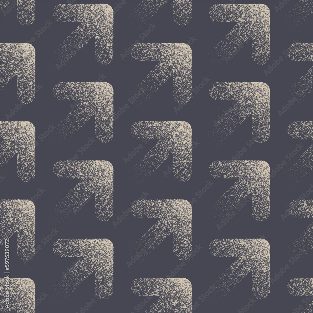 Poster up rounded arrows dot work seamless pattern business abstract vector background. growth progress and
